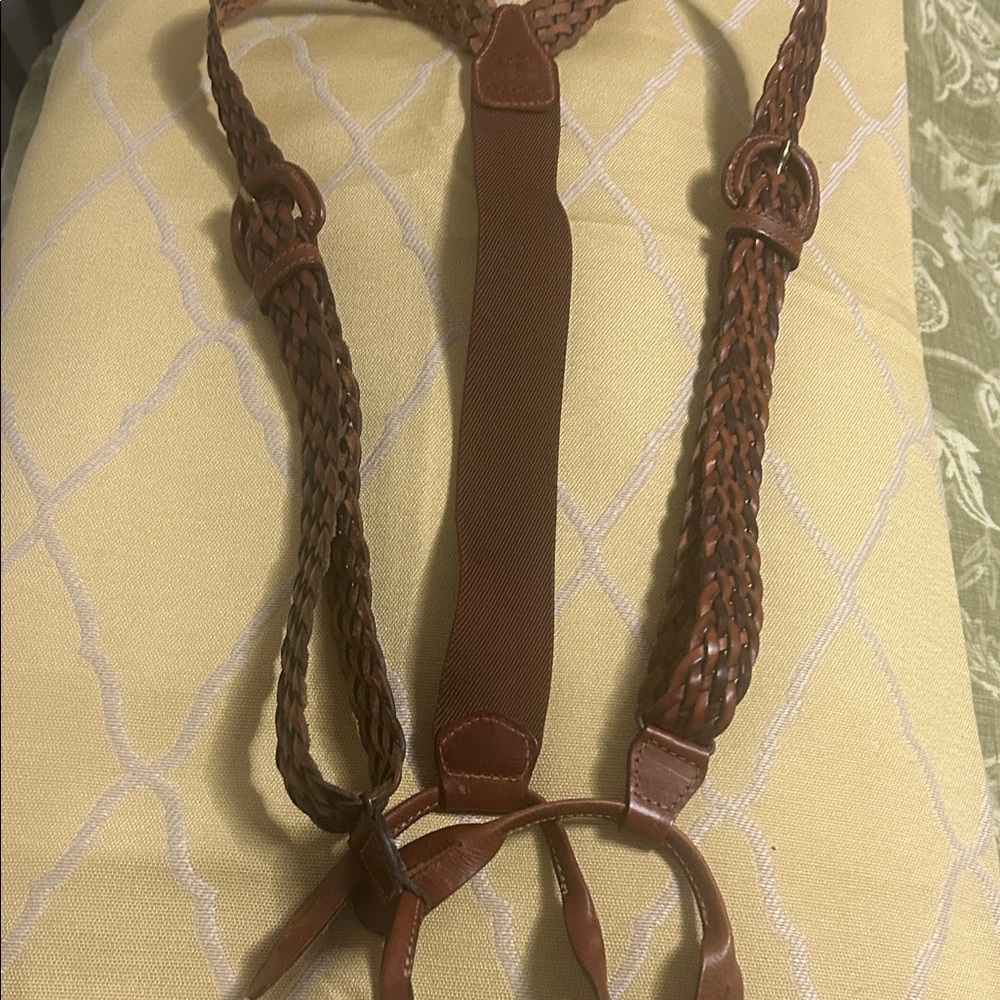 Men's Braided Leather Suspenders - Brown